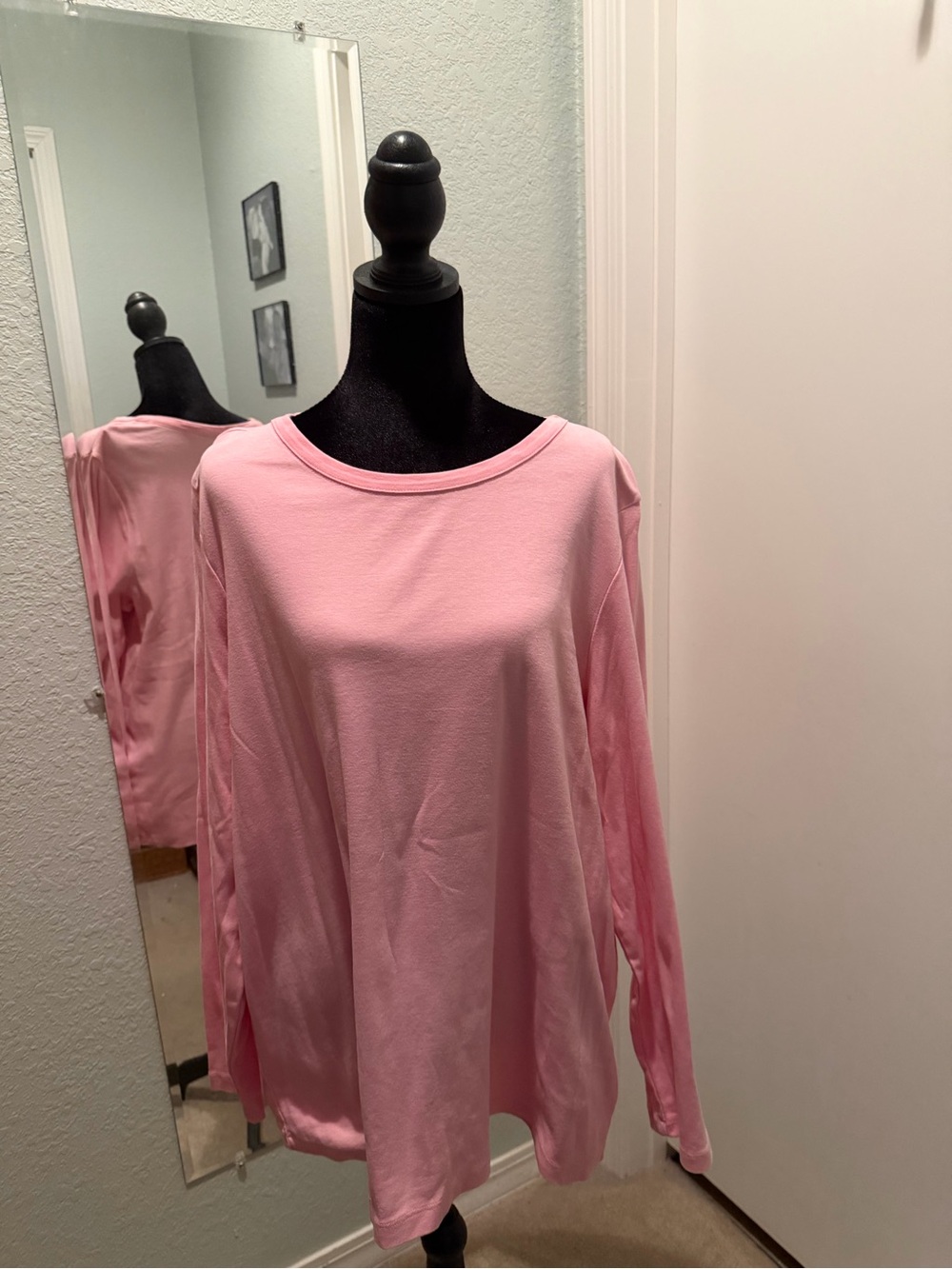 Lands' End Soft Pink Long-Sleeve Boatneck Top